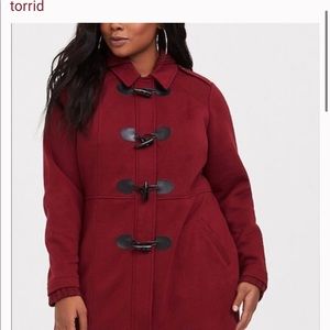 Torrid Maroon Hooded Toggle Coat